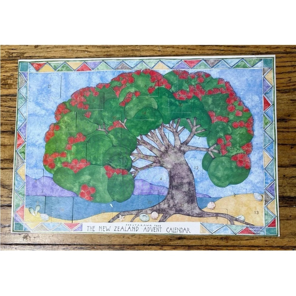 Vintage New Zealand Pohutakawa Tree Cardboard Advent Calendar Christmas Eclectic